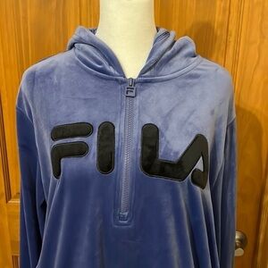 NWOT Fila Purple Velour Quart Zip Hoodie Size L